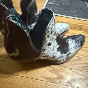 Myra Bag Black and White Hair On Hide Heeled Boots